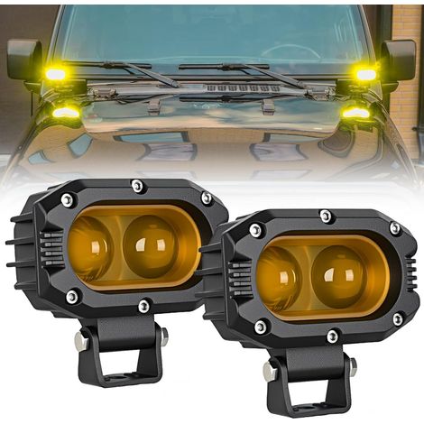 2PCS LED Pod Light 48W 4 inch Driving Lights IP67 Waterproof Off-Road Auxiliary Lighting for Truck Tractor SUV ATV UTV Golf Cart Boat Motorcycle Dirt Bike, Yellow Light (1/5)