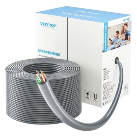 Bobina de Cable RJ45 UTP Vention IJCH305 Outdoor Patch Cat.5e/ 305m/ Gris