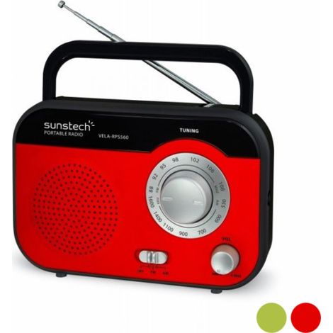 RADIO PORTATIL SUNSTECH RPS560GN VERDE, 800W. SINTONIZAD.ANALOGICO AM/FM, ALTAVOZ 7,5cm. ANTENA TELESCOPICA, SALIDA AURICULARES (1/3)