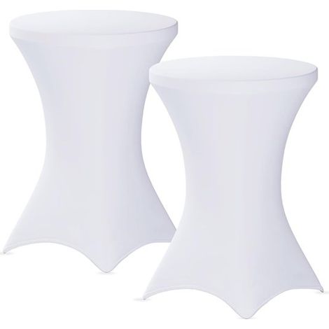 Jupe de table haute en 2 pièces 80 x 80 x 110 cm, housse extensible pour table haute, en polyéthylène (1/5)