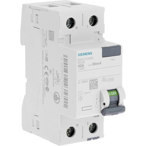 Siemens Interruptor diferencial AC 30 mA blanco (1/2)
