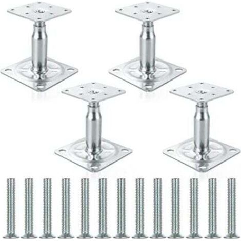 Supports de poteaux surélevés robustes galvanisés réglables de 130 à 180 mm pour toitures de chantier, lot de 4 (1/4)