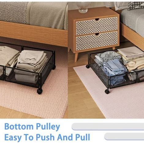Conteneurs de rangement sous le lit, rangement pour chaussures sous le lit avec roulettes, organisation de rangement pliable pour chambre à coucher avec poignées, tiroir de rangement sous le lit pour (1/5)