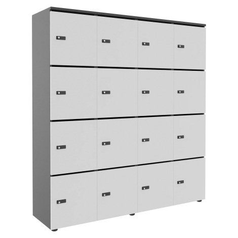Casier flexycaz 16 cases carbone 4 x 4 cases l 160 x p 42 x h 173,5 +pass -16 portes individuelles - Blanc - Maxiburo