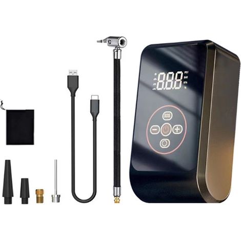 Portable Tire Inflator Air Compressor,affichage numérique, double usage, chargement de type C + banque d'alimentation (1/5)