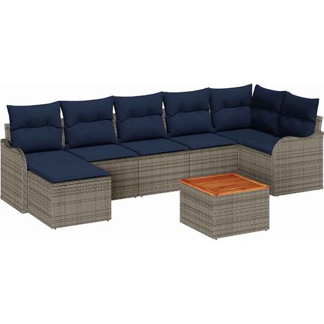 Garden Sofa Set 8 pcs Grey Poly Rattan vidaXL (1/5)