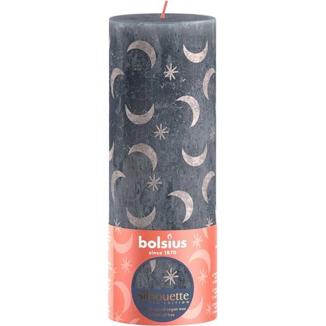 Bougie pilier Silhouette Bolsius avec imprimé 19x6,8 cm Bleu ardoise