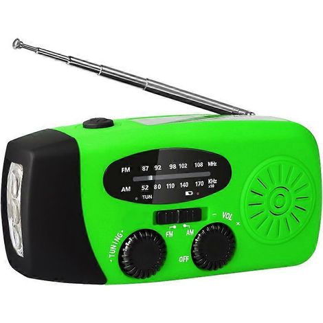 Radio solaire portable à manivelle, chargeur USB-C 2000 mAh (1/5)