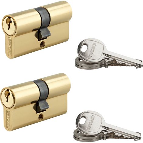Set di 2 cilindri europei SA 30 x 30 mm, finitura ottone, chiave uguale, 6 chiavi – THIRARD (1/2)
