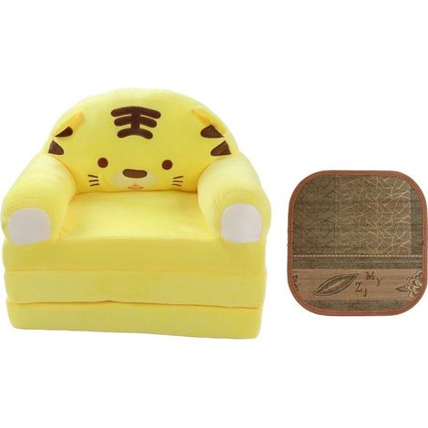 Sofa-bed foldable 2 in 1 for children, armchairs to dossier, drawing animated cute, for living room, room to bed, yellow (1/5)