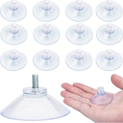 Filiyano-Lot de 12 ventouses filetées - 53 mm M4x1 - Ventouses avec crochets - Crochets de ventouses - Écrous - Nouveau matériau transparent et (1/5)