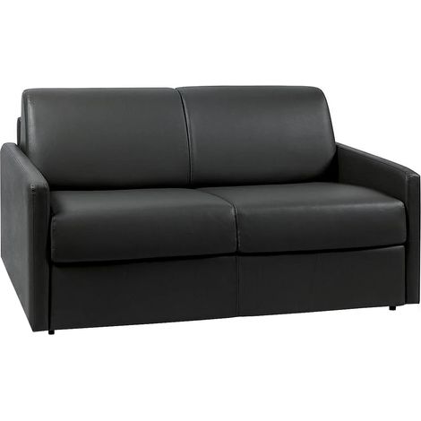 Divano letto 2 posti a ribalta in similpelle Nero - Larghezza Materasso 120 cm - Spessore da 14 cm - CALIFE (1/3)
