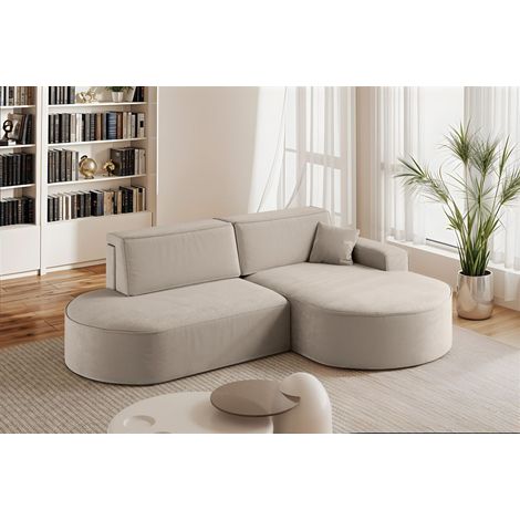 Ecksofa Schlafsofa Sofa VENEDIG Stoff Salvador Beige Ottomane Rechts (1/5)