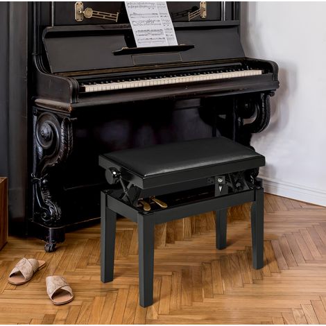 Panca per pianoforte regolabile 63 x 33 x 45-56 cm in similpelle nera HAVRYA (1/5)