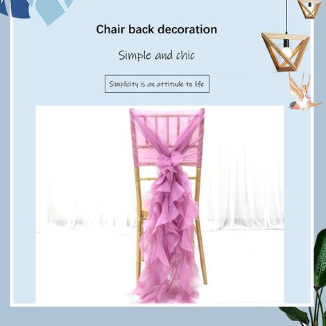 Décoration de dossier de chaise pour mariage en extérieur : fil de laine blanc, motif floral, décoration de mariage européenne, fil long : 135100cm, fil décoratif à rayures incurvées, longueur 80cm, b (1/5)