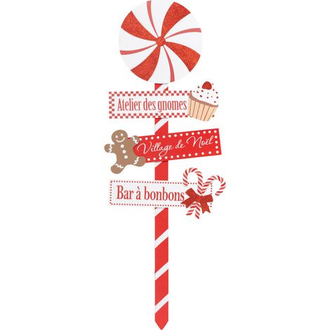 Pancarte Village de Noël en Bois Rouge et Blanc H 110 cm - Feeric Christmas (1/3)