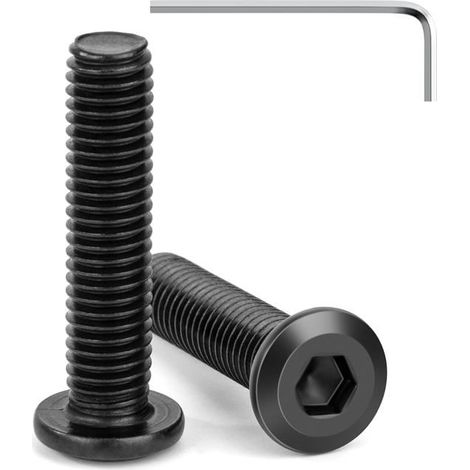 20 Pièces Vis À Tête Plate M8 X 35Mm Noir Vis À Six Pans Creux En Acier Inoxydable A2 V2A Boulons De Meubles Hexagonale Avec[CA157] (1/5)