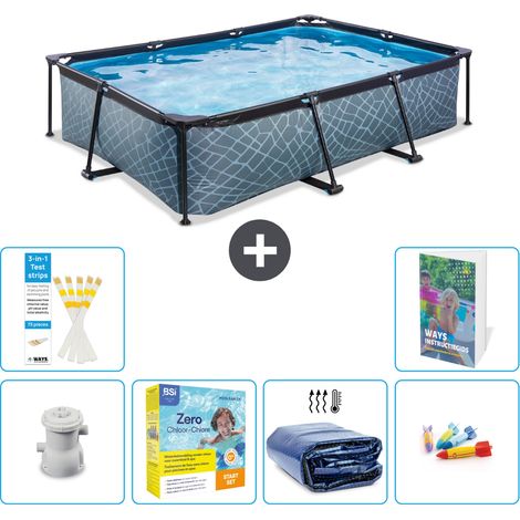 Exit Pool Rechteckig - Steinoptik - 300x200x65 cm - 7-teilig S181