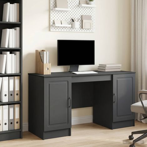 vidaXL Schreibtisch mit Regal Schwarz 142,5 x 50 x 75 cm Holzwerkstoff (1/5)