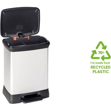 Curver Deco Bin 10L + 18L Waste Bin, Silver (1/5)