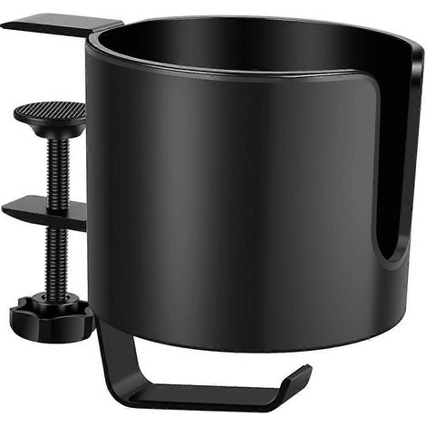 Porte-gobelet de bureau universel réglable avec bras de serrage amélioré noir (1/5)