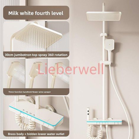 Ensemble de douche tout en cuivre avec affichage numérique intelligent thermostatique, suite complète pour les marchés domestiques US et EU (1/5)