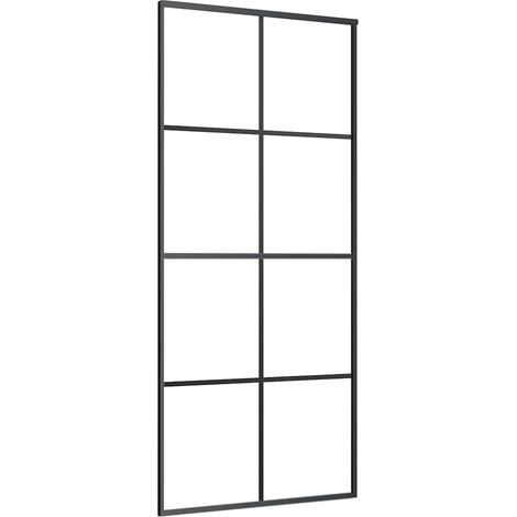Maison Exclusive - Schiebetür Schwarz 90x205 cm ESG-Glas und Alum