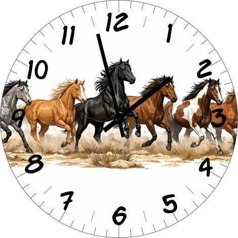 Horloge murale chevaux en verre 29 cm (1/2)