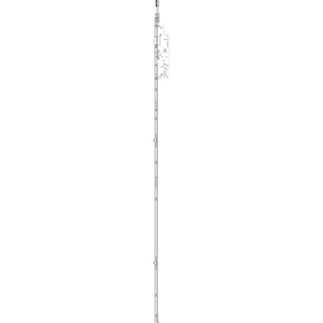 Crémone serrure H100 sans sortie de tringle – Verrouillage 2 galets P – Entraxe 70mm – Longueur 1125mm – Finition Roto Sil