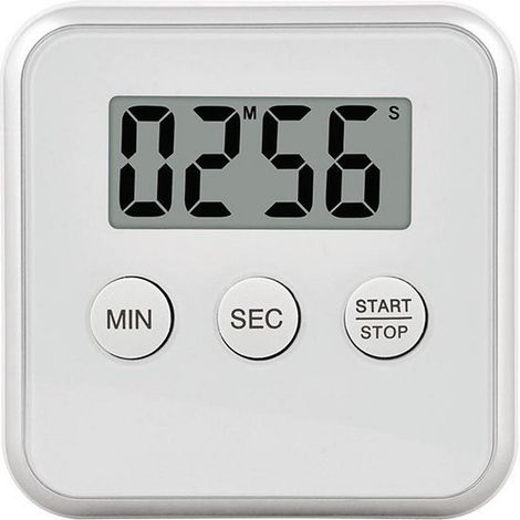 Minuteur de cuisine numérique magnétique - Minuteur de cuisson avec support - Écran numérique - Alarme - Aimant intégré - Blanc (1/5)