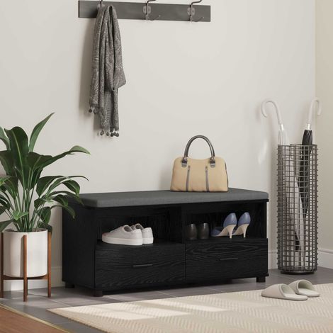 Flurbank mit Kissen mit Regal Schwarze Eiche 100 x 38 x 46 cm