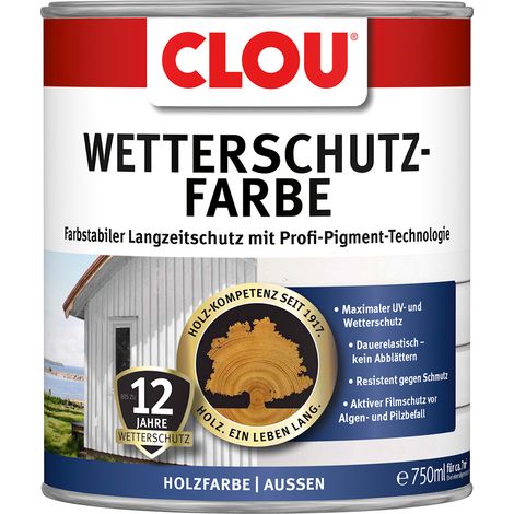 Clou Wetterschutzfarbe 750 ml steingrau Holzschutzfarbe für Aussen (1/2)