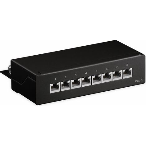 GOOBAY CAT.6 Patchpanel 96105, Mini, 8-fach, STP, schwarz