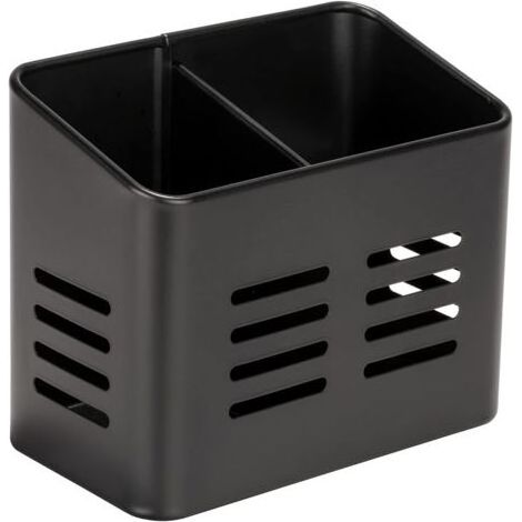 Panier à couverts , corbeille Black Outdoor Kitchen en métal thermolaqué, visuel élégant noir pour le rangement des couverts, 16 x 13,5 x 9 cm (1/5)