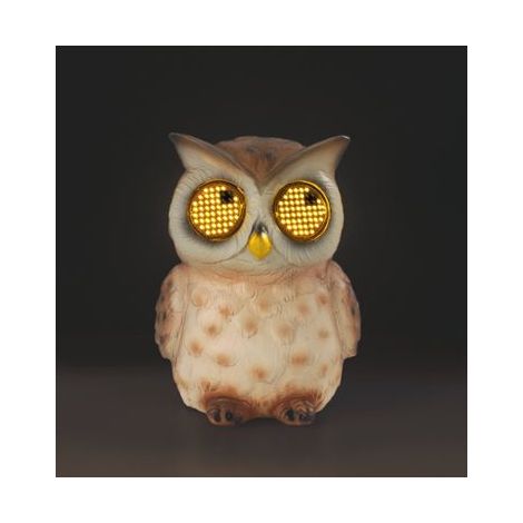 Figurine de jardin solaire, hibou avec des yeux clignotants LED, 13 cm (1/5)