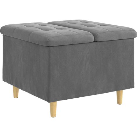 Storage Ottoman with Cushion Dark Grey 60 x 60 x 45 cm Velvet vidaXL