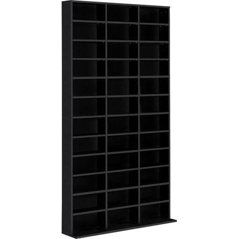 Meuble de rangement CD et DVD, bibliothèque modulable, capacité jusqu'à 1116 CD/528 DVD, 36 casiers avec étagères ajustables, pour bureau, salon, chambre, 102 x 23,5 x 195 cm, noir (1/5)