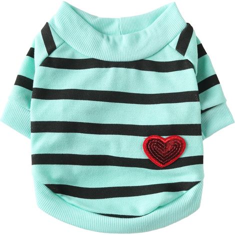 Chemises pour chiens pour petits chiens, T-shirt d'été, rayé, vêtements pour chiots, paillettes, sweat-shirt cœur, doux, à manches courtes, vêtements pour animaux de compagnie, pull, Chihuahua (1/5)