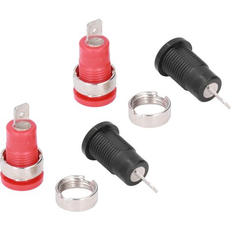 10 paires de prises bananes 4 mm à retour sécurisé, plaquées nickel rouge et noir, pour équipements électroniques et industriels (1/5)