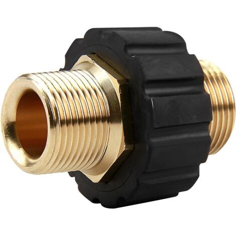 Raccord Rapide de Tuyau, Adaptateur pour Nettoyeur Haute Pression à Double Mâle M22 x 1,5 Compatible avec Karcher, Karcher HD & HDs Nettoyeur Haute Pression Tuyau (14 mm Diamètre) (1/5)