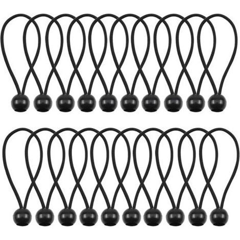 20 Pièces Tendeurs pour Bâche avec Boule, Attaches de Câble, Tendeur Élastique, Tendeur en Caoutchouc, pour Support de Bâche, Bannière, Rideaux Harnais D’extension, 15cm (1/5)