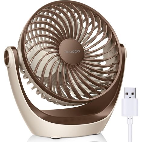 Ventilateur USB, ventilateur de table USB avec flux d'air fort et fonctionnement silencieux, ventilateur de refroidissement portable réglable à 360 ° tête pivotante pour maison, bureau, chambre (1/5)