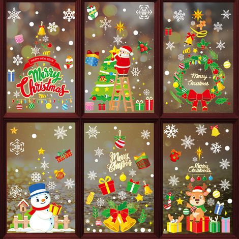 Nouveaux autocollants de Noël, décorations de Noël, stickers pour vitres, électricité statique, sapin de Noël, vieil homme, renne, autocollants pour portes