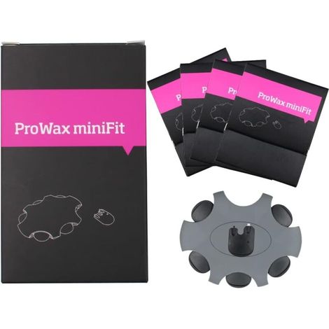Lot de 30 filtres à cérumen ProWax MiniFit pour appareils auditifs Compatibles avec les appareils Oticon, Bernafon et Auditio - 3 disques avec 6 outils et 6 filtres - Noir