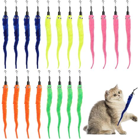 Jouet Chat Canne 20 Pièces – Jouet Ver Magique Coloré avec Clochette – Recharge Canne à Pêche pour Chat Interactif Jouet Peluche Chaton Sécurisé pour Entraînement et Anti-Stress (1/5)