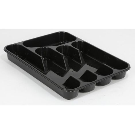 Besteckkasten schwarz Besteckeinteiler Besteckbox Besteckeinsatz 32,5x25x4cm Schubladeneinsatz Kunststoff (1/5)
