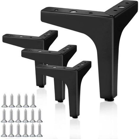 Pieds de meuble métalliques, 4 pièces noires 10 cm, forme triangulaire, pour table basse et chaise (1/5)
