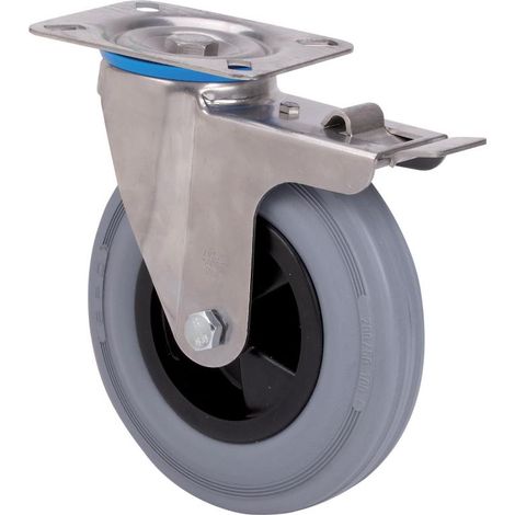 rueda giratora placa freno inox.10zvifd160-psr poliamix-goma gris rodillos (1/2)