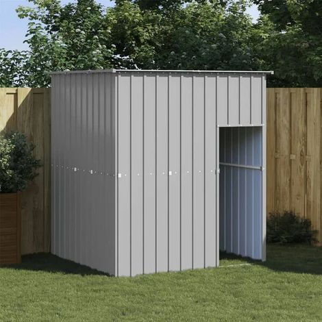 Niche pour chien avec toit en acier galvanisé gris clair