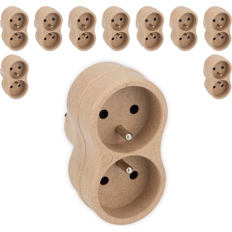 Lot de 10 biplites recyclées bioplastique - 2x16A - Beige - Zenitech
